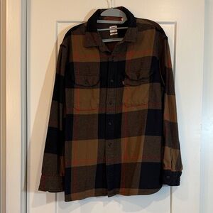 Levi's Relaxed Fit Plaid Shirt - Black and Brown